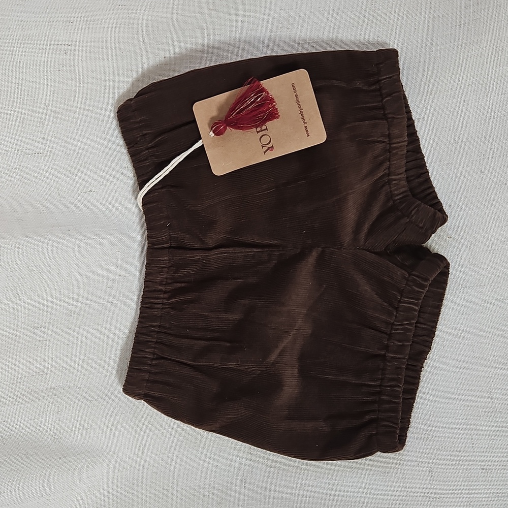 NWT Yobaby Chocolate Brown Baby Boy's Diaper Cover Shorts 9-12M